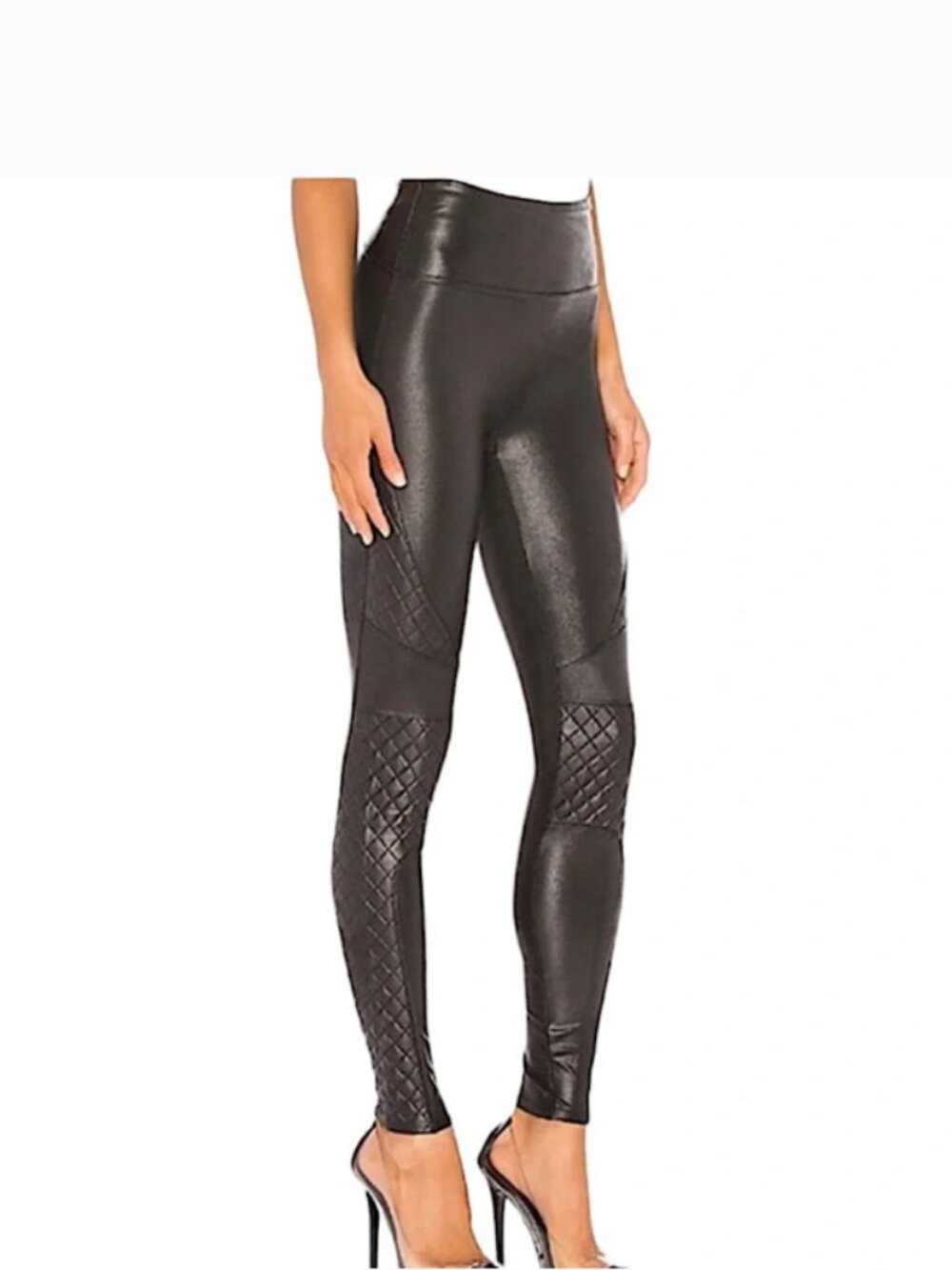 Spanx Quilted Faux Leather Leggings Sz S MSRP $110